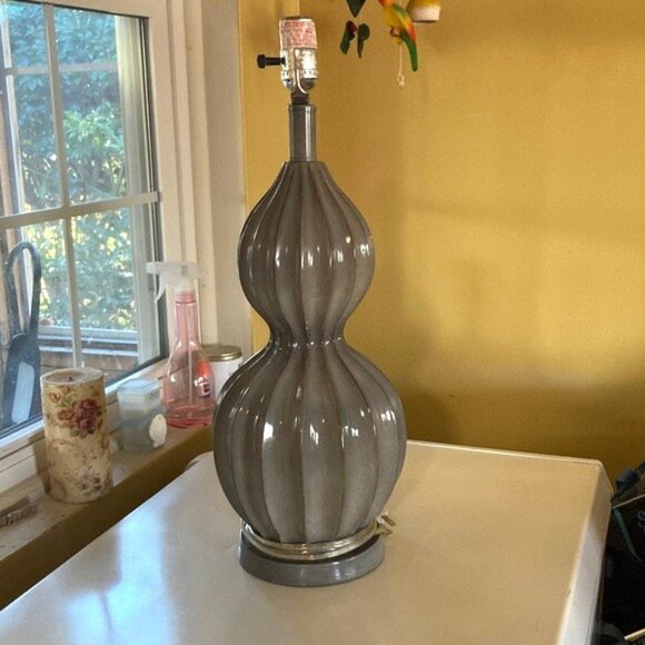 Elegant Gray Double Gourd Shape Modern Plug-In Lamp 18 inches Tall - Picture 2 of 8